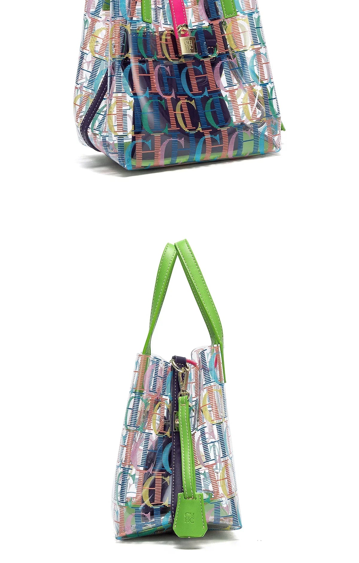 CH Transparent PVC Bucket Bag Women Colorful Jelly Tote Bags Small Crossbody Shoulder Handbag with Inner Pouch