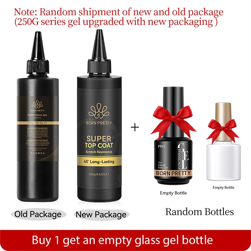 BORN PRETTY 250g Super Top Coat Gel Nail Polish Base Gel Matte Top Coat Semi-Permanent Varnish Soak Off Nail Art Functional Gel