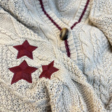Chic Vintage Star Print Knit Cardigan - V-Neck Aesthetic Preppy Sweater