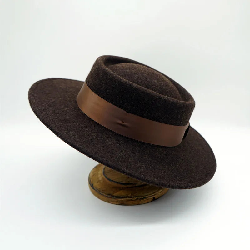 Wool Felt Fedora & Boater Hat – Wide Brim, Unisex