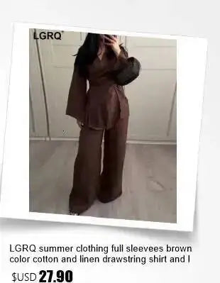 LGRQ Women's Casual Two-piece Set Fashion Lapel Long Sleeved Cardigan Jacket Elastic Waistband Tied Pants 2026 Summer 19DB1008