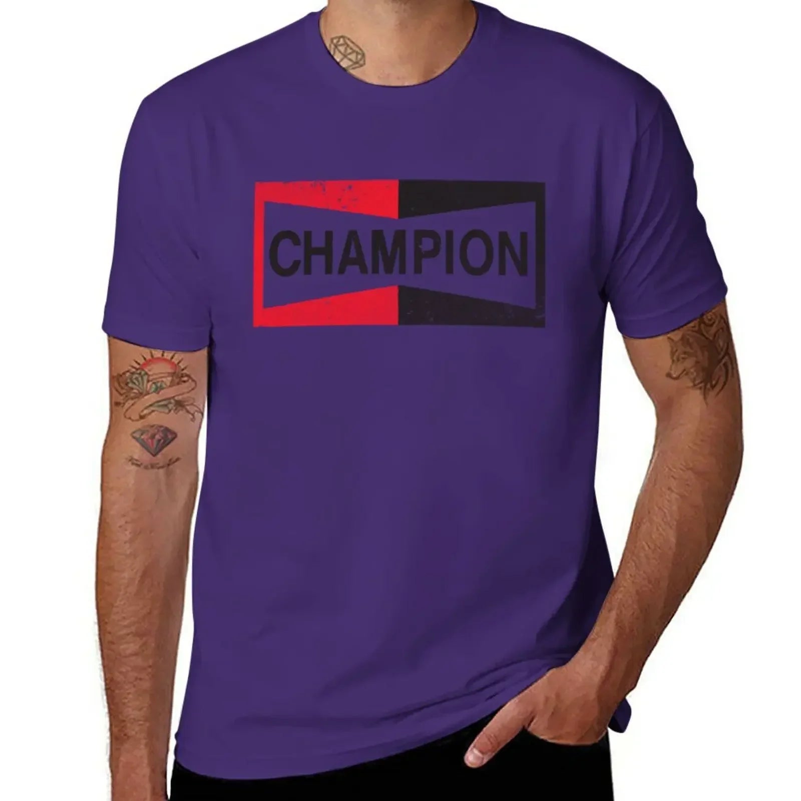 Men’s Champion Spark Plug Retro Distressed Emblem Tee
