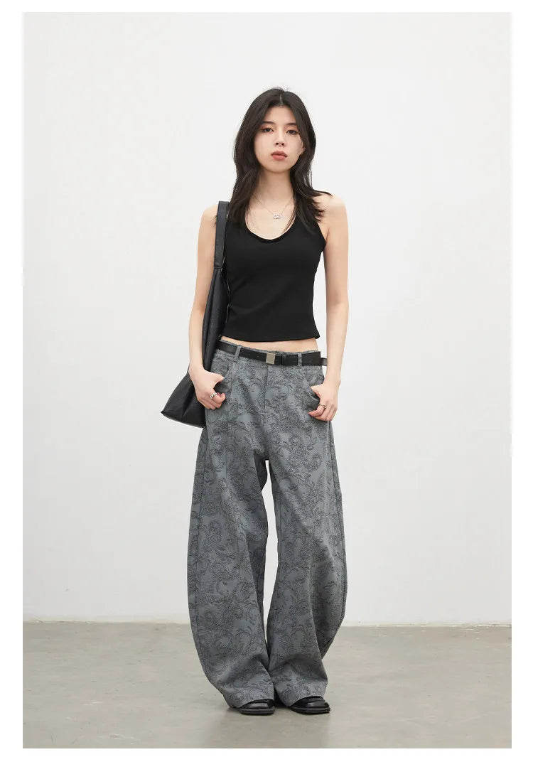 CHIC VEN New Women Jeans Loose Casual High Waist Wide Leg Denim Pants Paisley Female Trousers Spring Autumn 2026