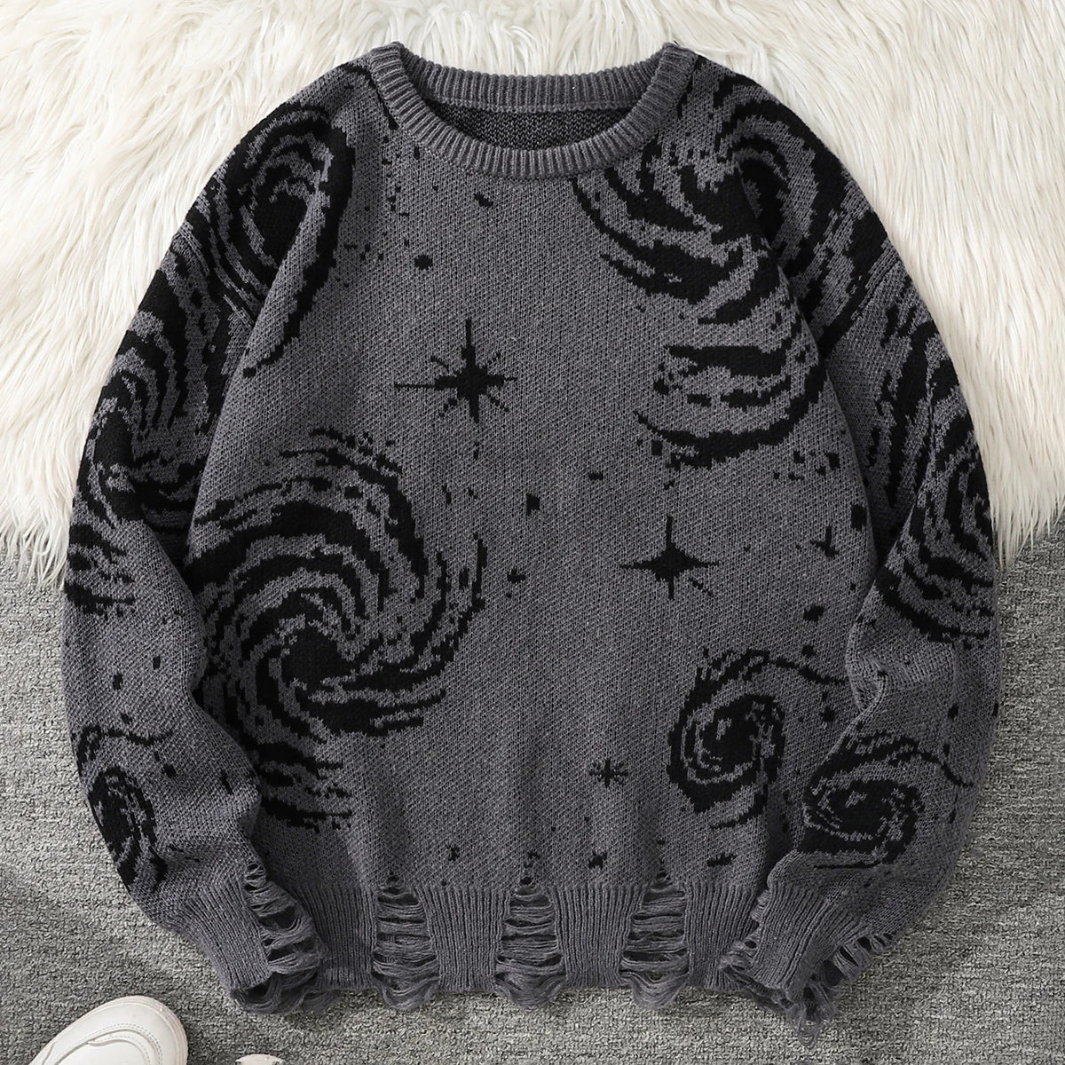 Men's Abstract Star Knit Crew Neck Sweater