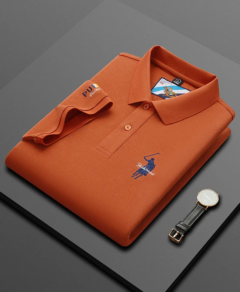Men's Embroidered Cotton Polo Shirt – Breathable Summer Fit