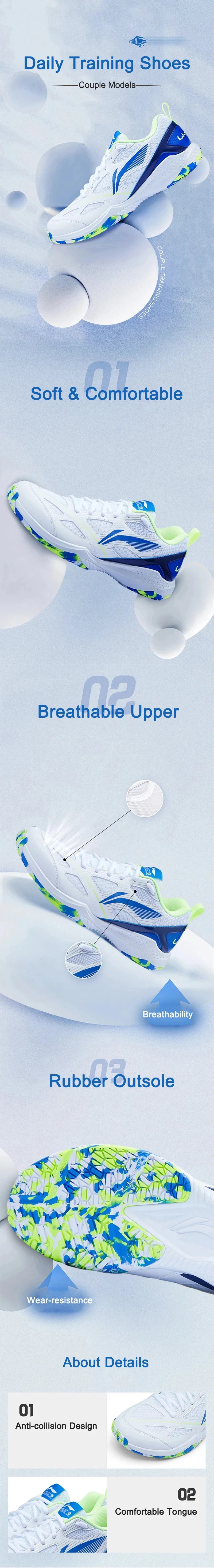 LI-NING JF LITE Unisex badminton training shoes Breathable Comfortable sports sneakers AYTU025