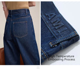 AMII Women's Barrel Jeans – Retro Straight Denim Trousers