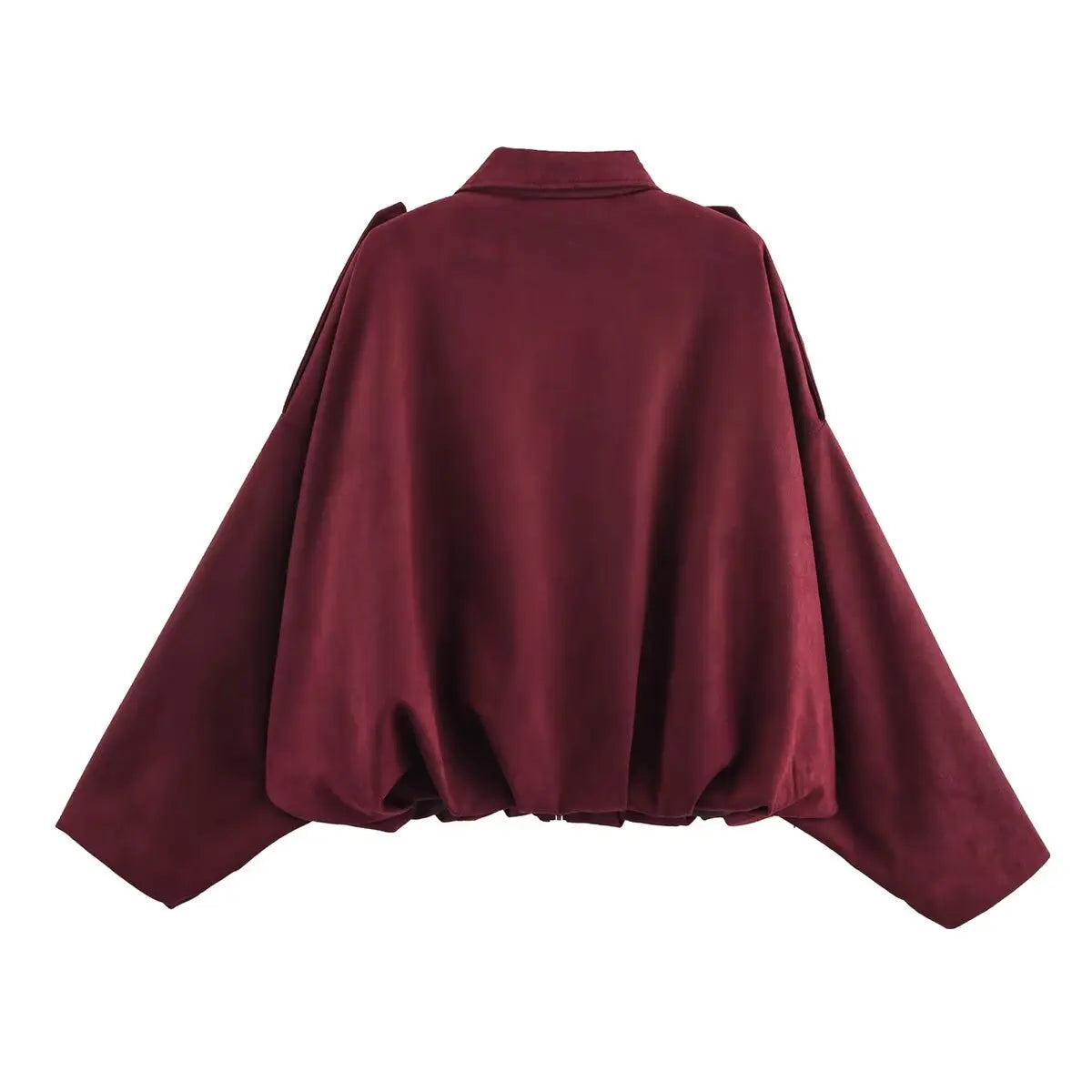 YENKYE New 2025 Women Suede Textured Bomber Jacket Long Sleeve Lapel Collar Loose Coats Casual Female Outerwear Chic Tops