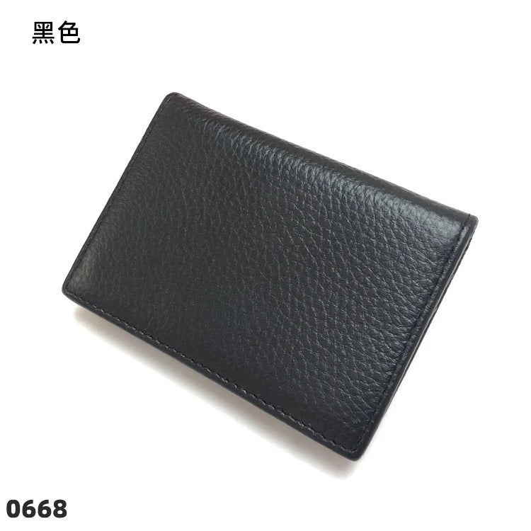 Dropshipping Custom Name Genuine Leather Men Women Business Card Holder Bifold Credit Card Case With ID Window