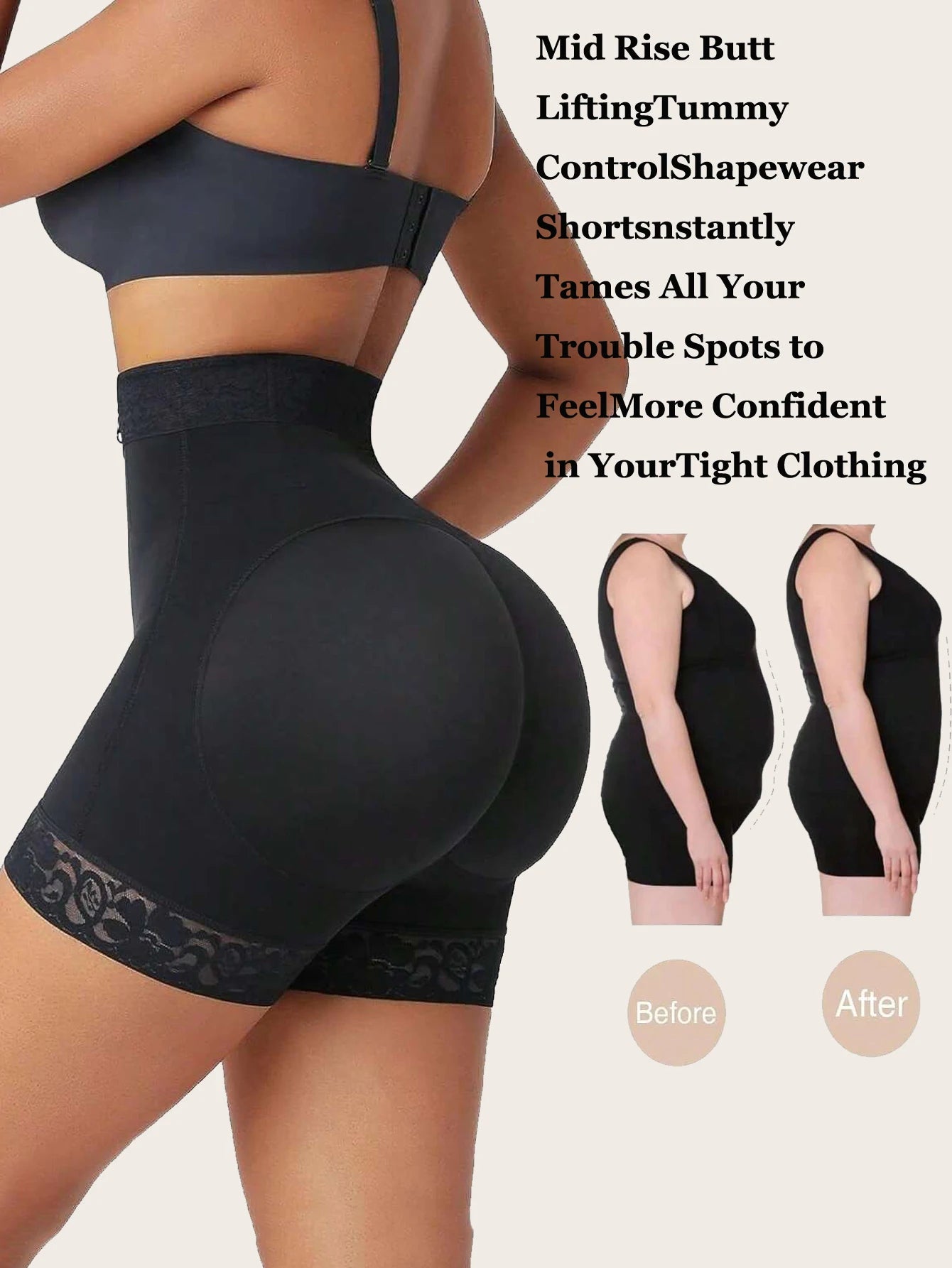 Women’s Lace Trim Sculpting Panties – Breathable Butt-Lifting Control Shapewear