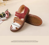 Newest gladiator summer sandals women's big size 43 woman real leather sandals ladies patchwork strap Non-slip flats