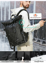 Heroic Knight Men's Backpack Waterproof Roll Top Backpack Women Travel Expandable USB Charging Large Capacity Laptop Bag Mochila
