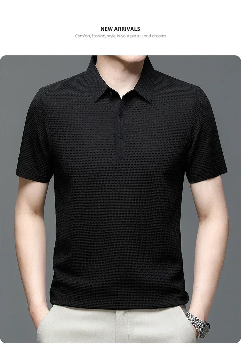 Men's Ice Silk Polo Shirt – Breathable Smart Casual Tee