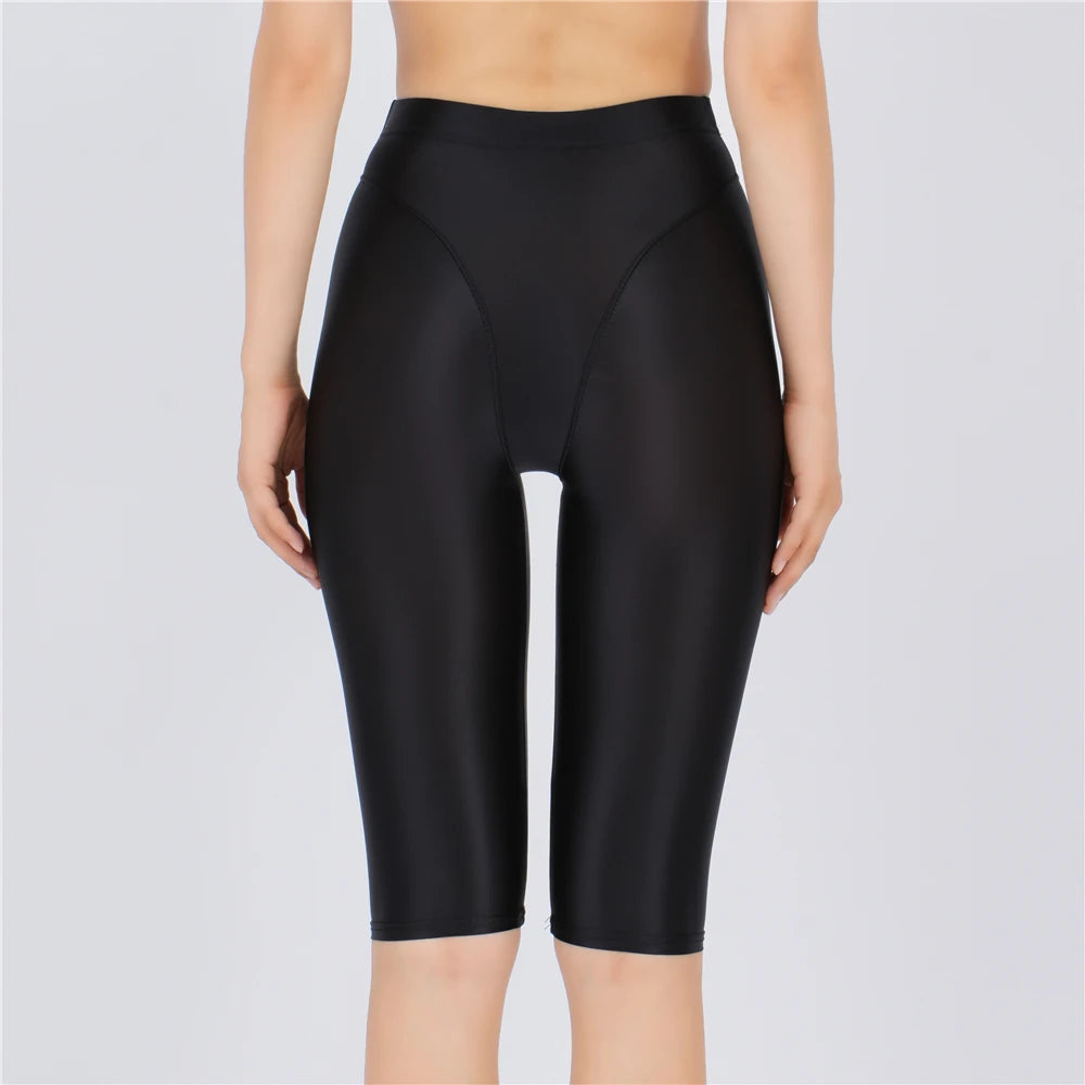Women's Sheer Stretch Knee-Length Shorts