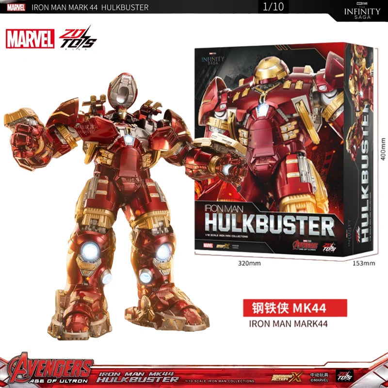 ZD Toys  Avengers Iron Man MK44 Hulkbuster Action Figure LED 1/10 36cm Tony Stark  Anniversary Memorial Model Collections Gift