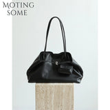 Motingsome Oversized Natural Leather Woman Bags 2025 New Fashion Handbag and Purses Large Capacity Commuter Bag Casual Tote