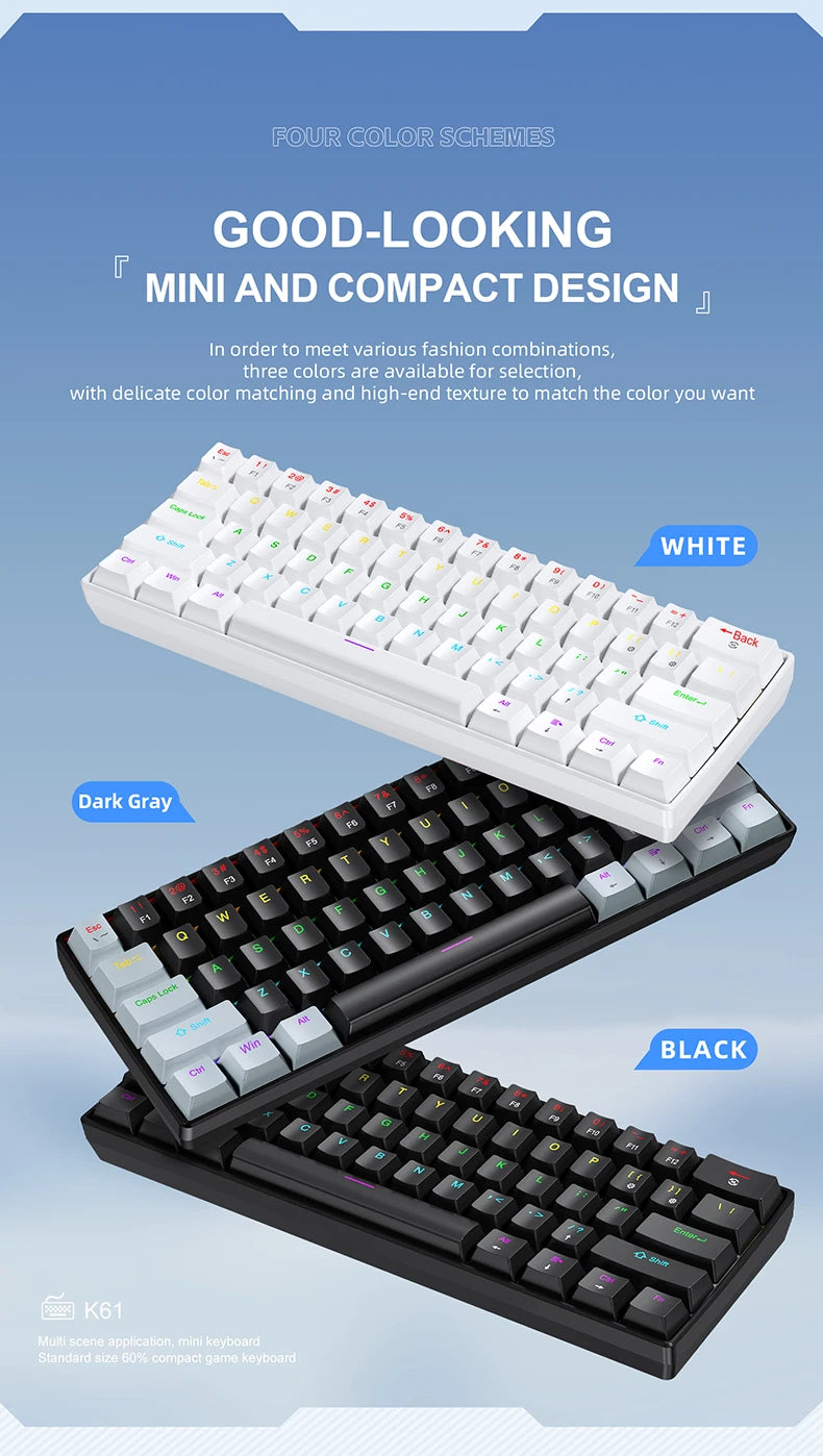 APAYADO K61 Mini Mechanical Keyboard – RGB 61-Key