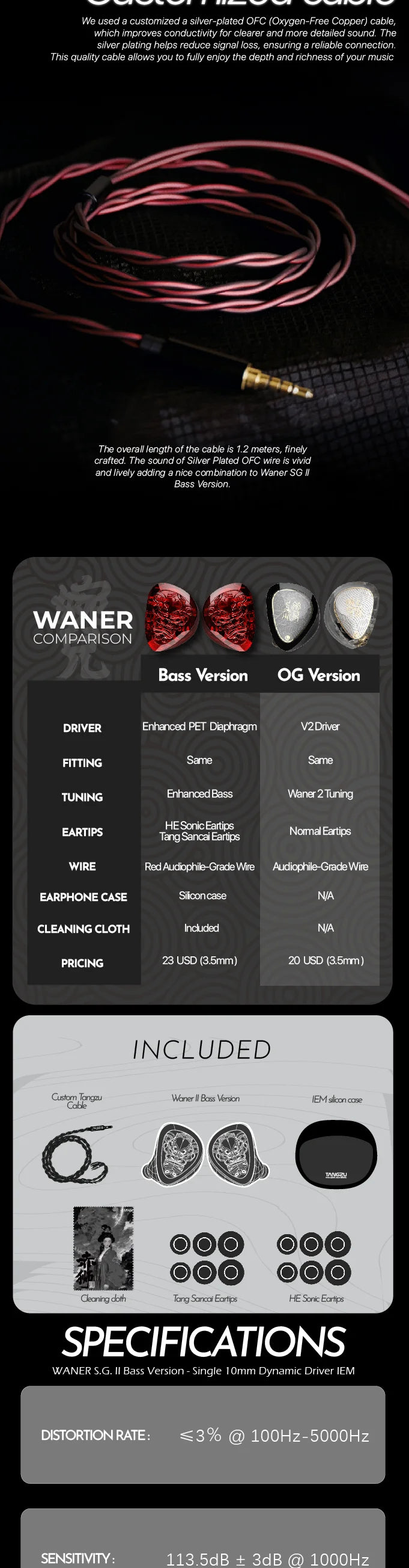 TANGZU Waner 2 Red Lion Bass Edition Wired Earphones
