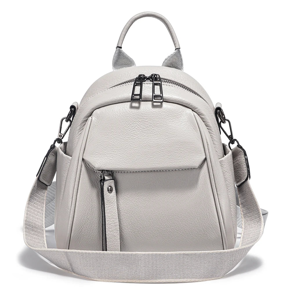Zency Soft Genuine Leather Women Small Casual Backpack Travel Rucksack Shoulder Bag Purse Preppy Style Mochila 2025