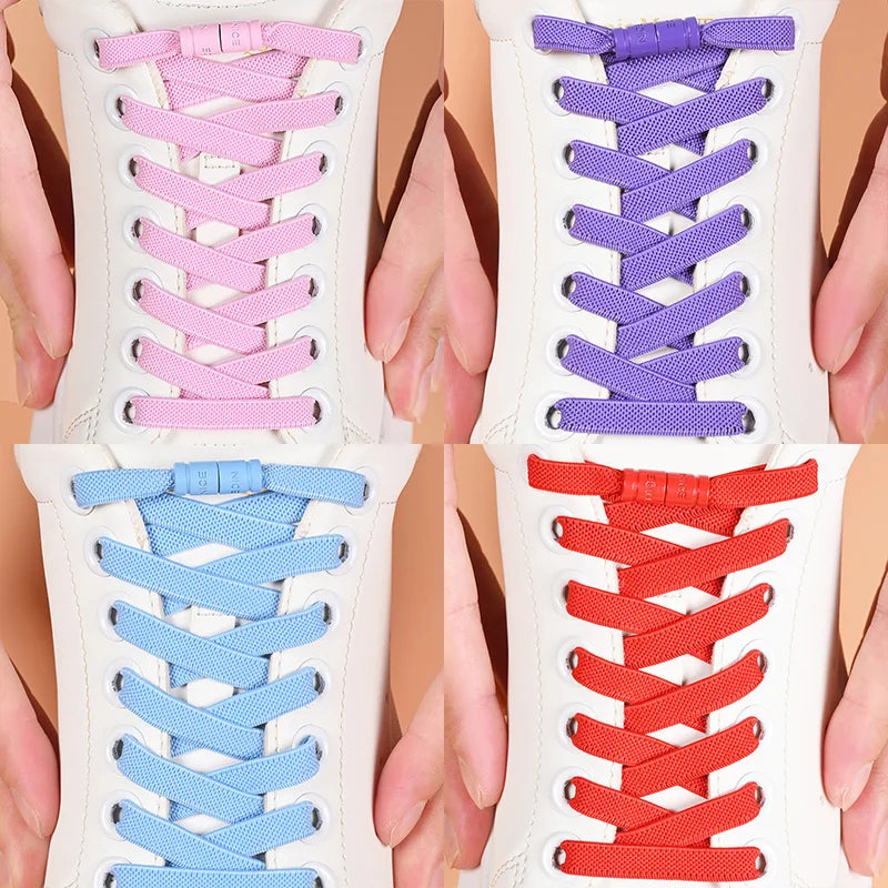 8mm Elastic No-Tie Shoelaces with Button Lock