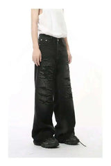 Men's Distressed Wide-Leg Jeans