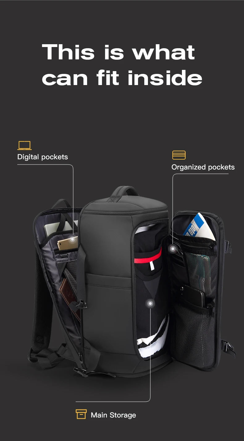 BANGE Multi New Men Backpack Sports Travel Business Large Capacity Dry and Wet Separation Outdoor Hiking with Shoe Compartments