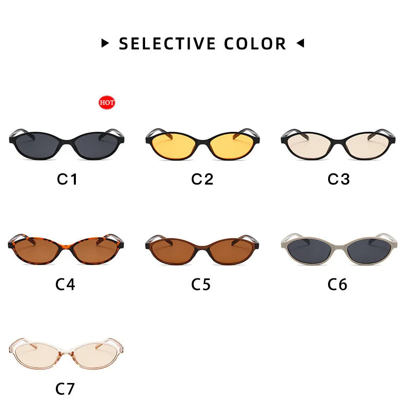 Vintage Small Frame Oval Sunglasses – Black Round Designer Style, Unisex Cool Eyewear for Men & Women, Fashion Circular UV Sun Glasses