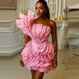 Asymmetric Ruffle Mini Dress | One-Shoulder Floral Gown