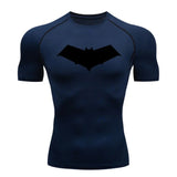 Summer Casual Run Compression T-Shirt Men Tops Bat Print Quick-Dry Fitness Gym Sportswear MMA Rashguard Jersey Workout Tee Male