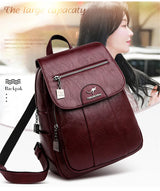 Women's Leather Backpack with Organizer Pockets