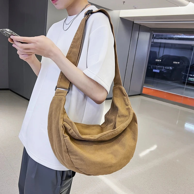 Solid Color Canvas Female Crossbody Bags For Women Large Capacity Shopping Messenger Bag Student Shoulder Bag Unisex School Bag