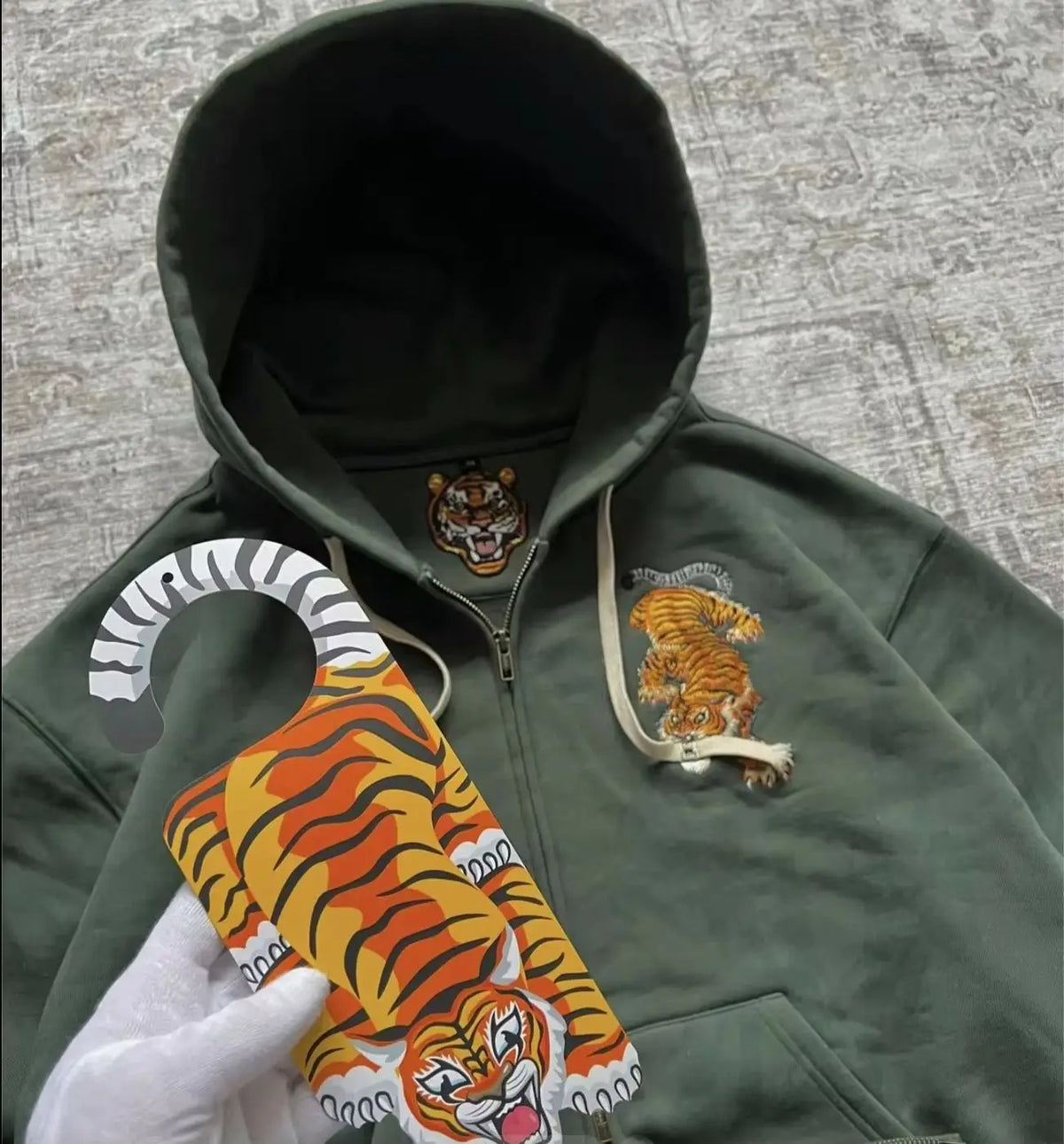 Y2K Tiger Claw Embroidered Relaxed Hoodie