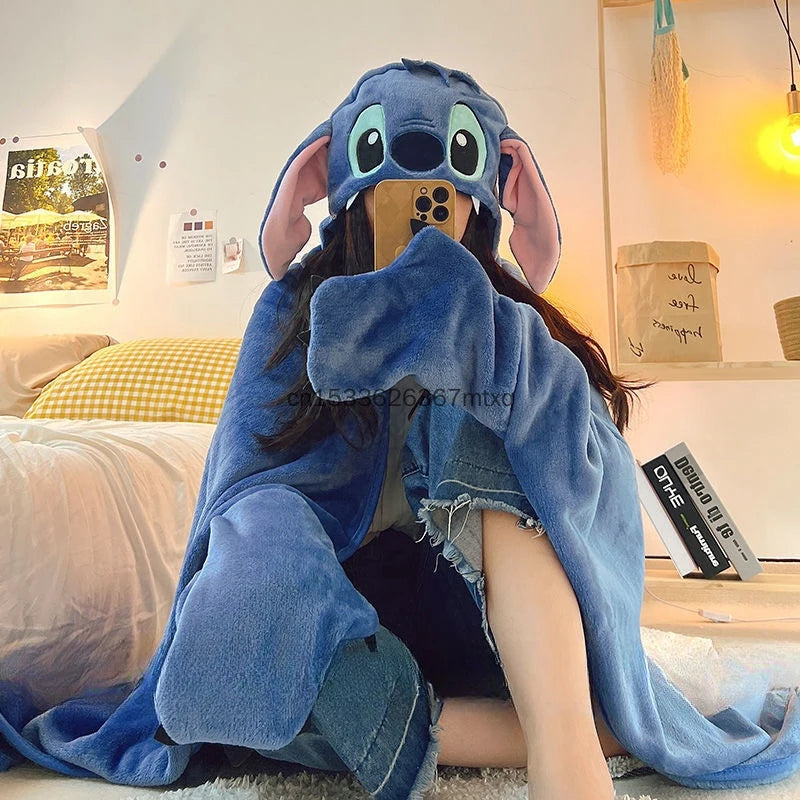 Stitch Hooded Cartoon Blanket