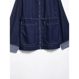 Chic Blue Denim Jacket – USA-Made Casual Lapel Outerwear with Pockets