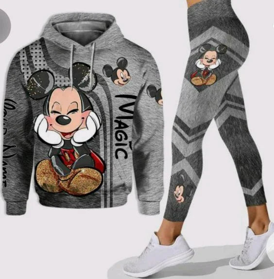 Disney Mickey & Minnie Mouse Hoodie & Leggings Set | Women's Athletic Tracksuit
