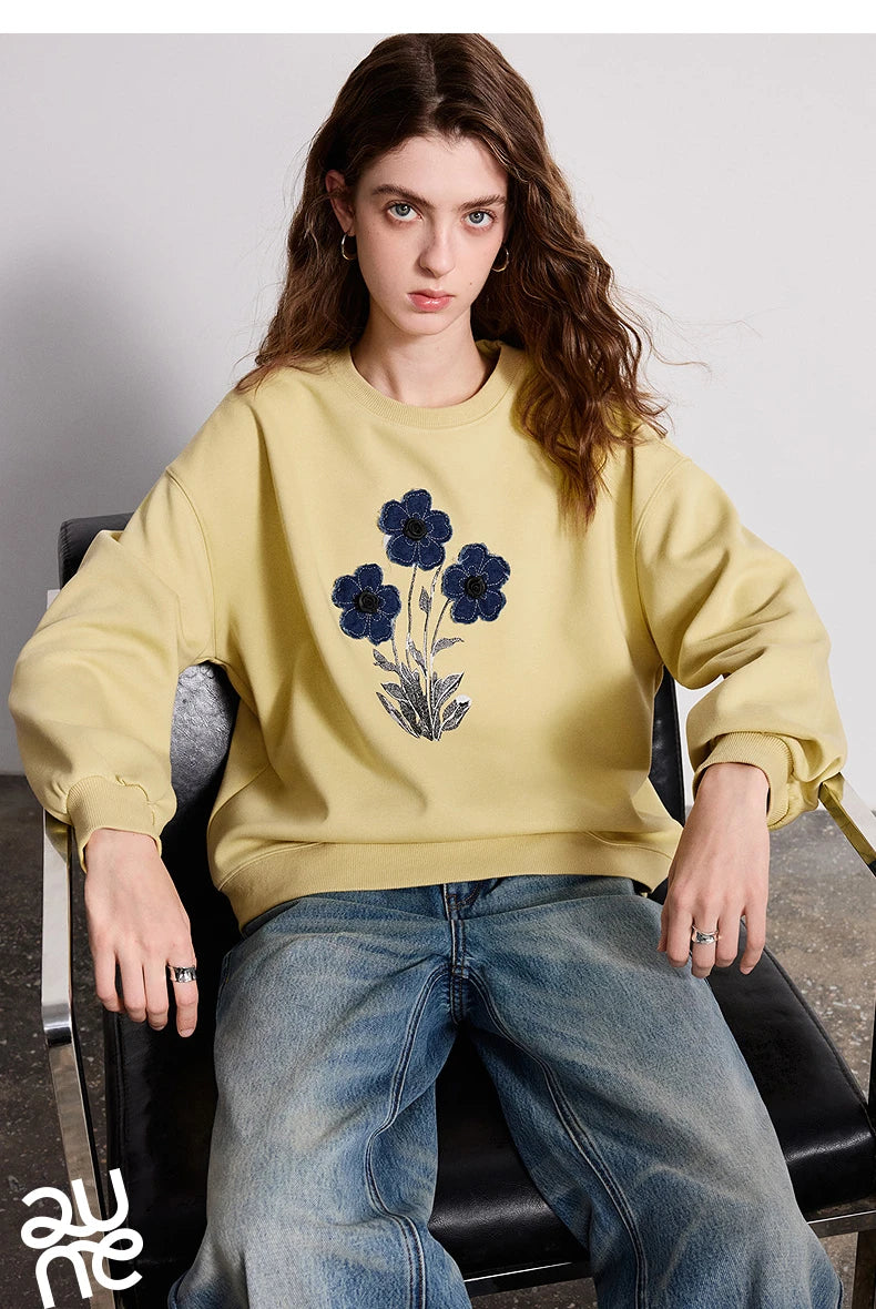 TOYOUTH Women's Relaxed Cotton-Blend Sweatshirt