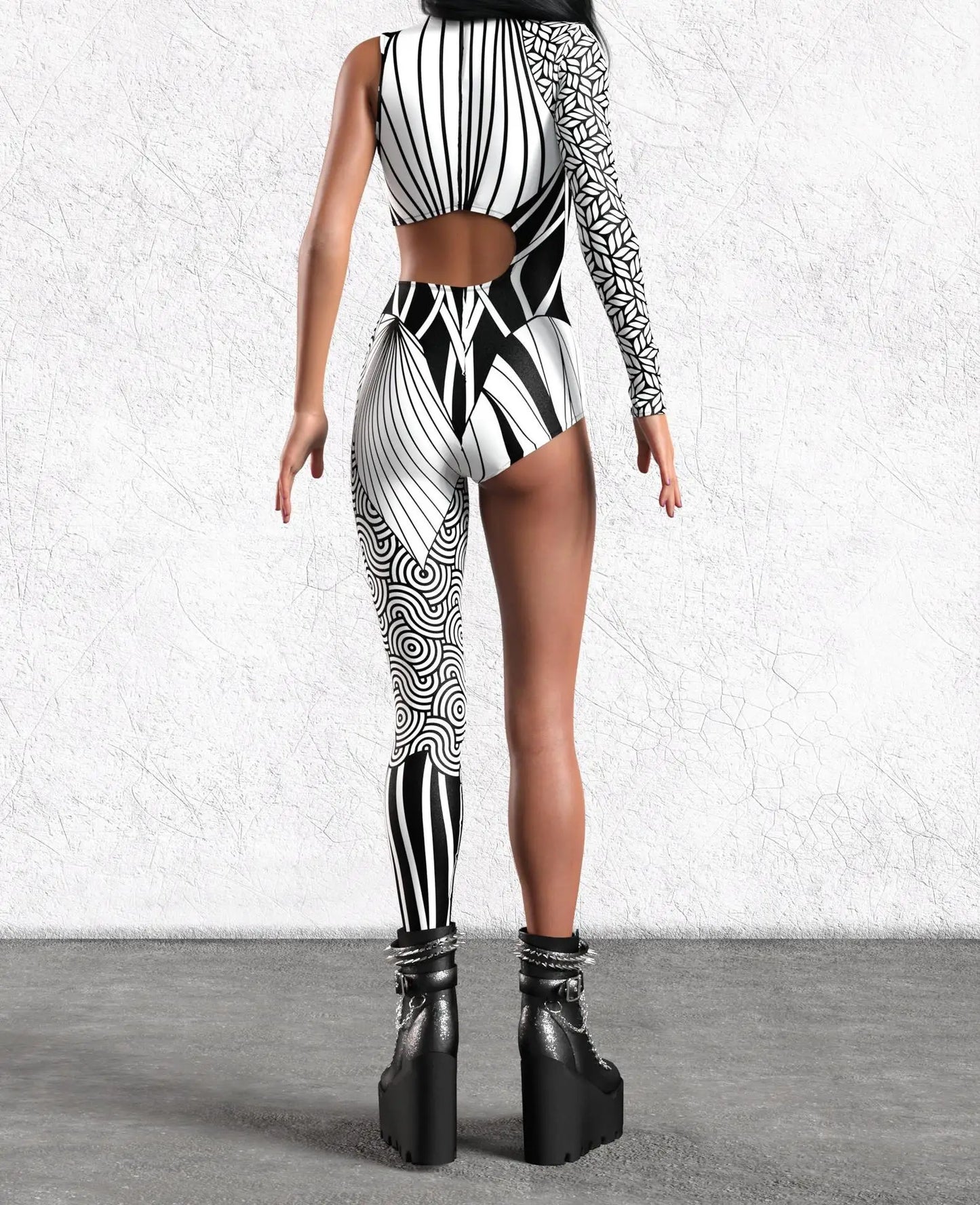 Women's Cyberpunk Rainbow Asymmetrical Bodysuit