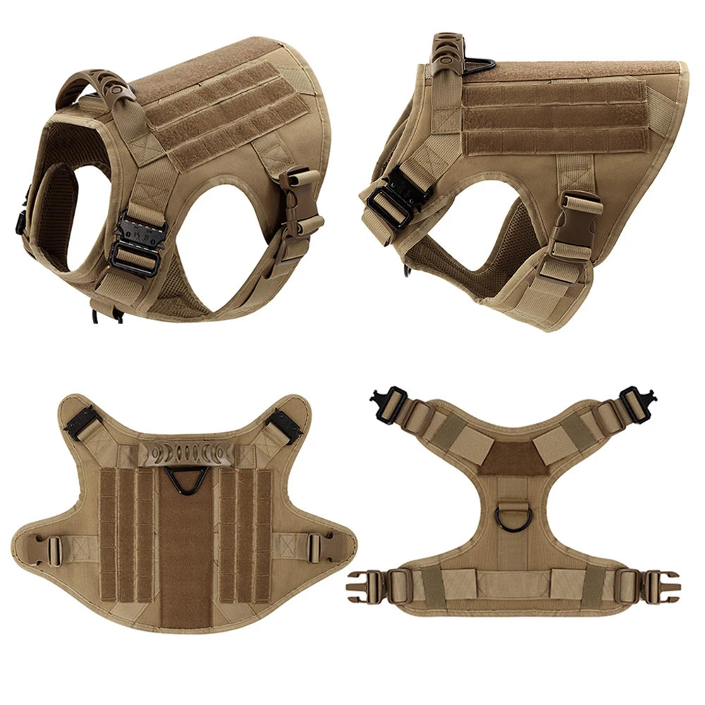 Tactical Dog Harness Set – Collar, Leash & MOLLE Pouches