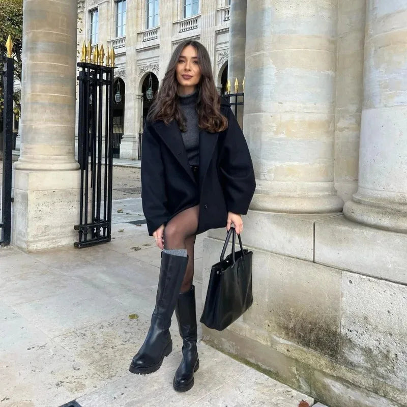 Urban Stand-Collar Woolen Coat