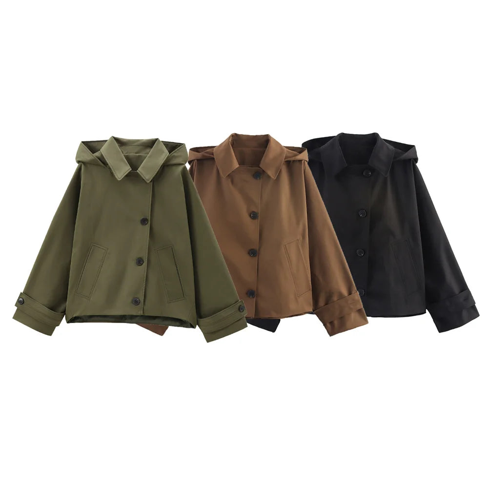 European Style Hooded Trench Jacket
