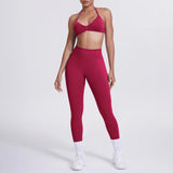 Women 2pcs Patchwork Sport Yoga Suit Training Sleeveless Sport Gym Tops Tummy Control Slimming Booty Leggings Yoga Suit Sports