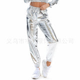 Women's Sparkly High-Waist Straight-Leg Pants
