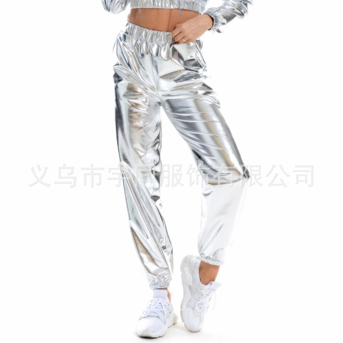 Women's Sparkly High-Waist Straight-Leg Pants