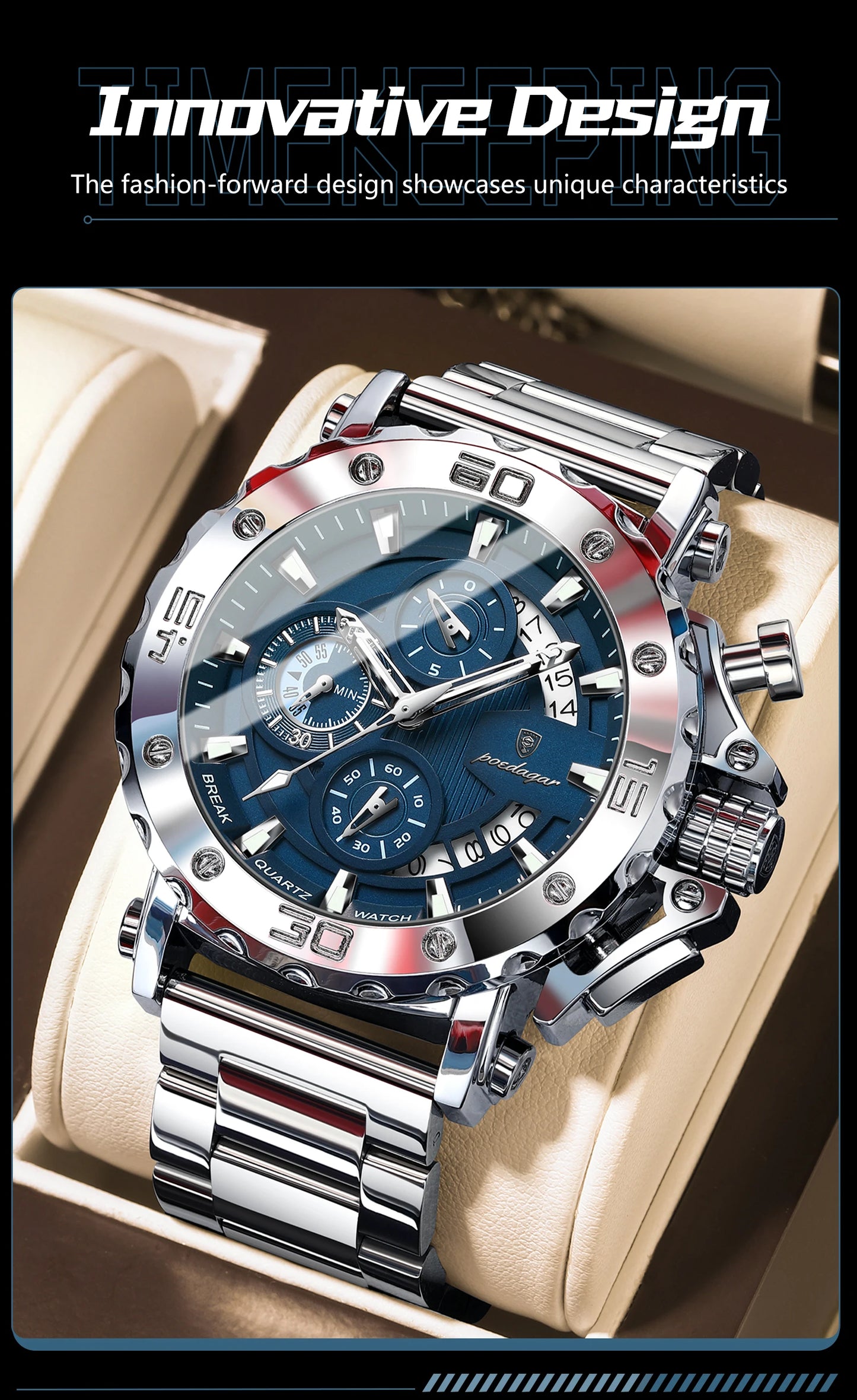 POEDAGAR 892 Luxury Men's Chronograph Watch