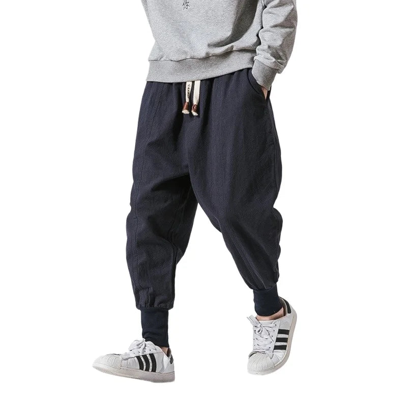 FGKKS Men Pants Brand New Chinese Style Wide Leg Jeans Cotton Sweatpants Quality Comfortable Man Sportswear Male Trousers