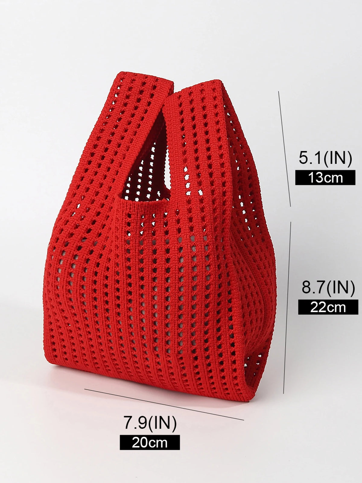 Handmade Knit Handbag Women Mini Shoulder Bag Female Casual Color Wide Stripe Plaid Tote Bag Student Cell Phone Package