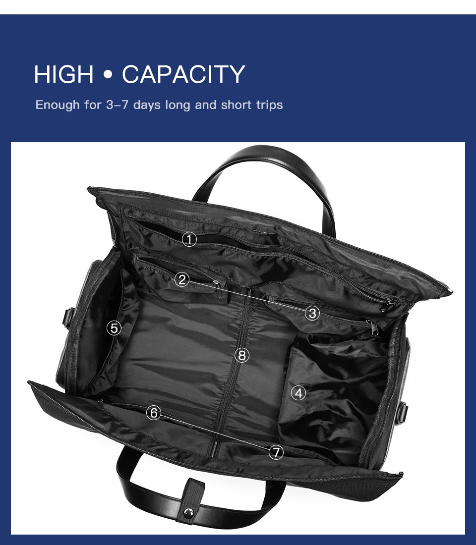 OZUKO Garment bag Multifunction Men Suit Storage Large Capacity Luggage Handbag Male Waterproof Travel Duffel Bag Shoes Pocket