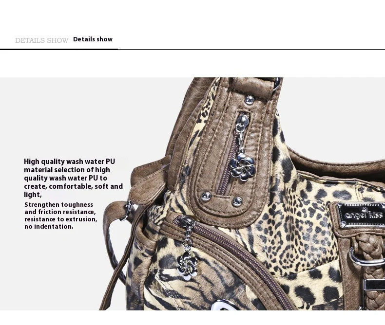 Women Handbags Leopard Bag Top-handle Handbag Fashion Satchel Dumpling Pack Shoulder Bag Tote Bag Hobos Large Purse