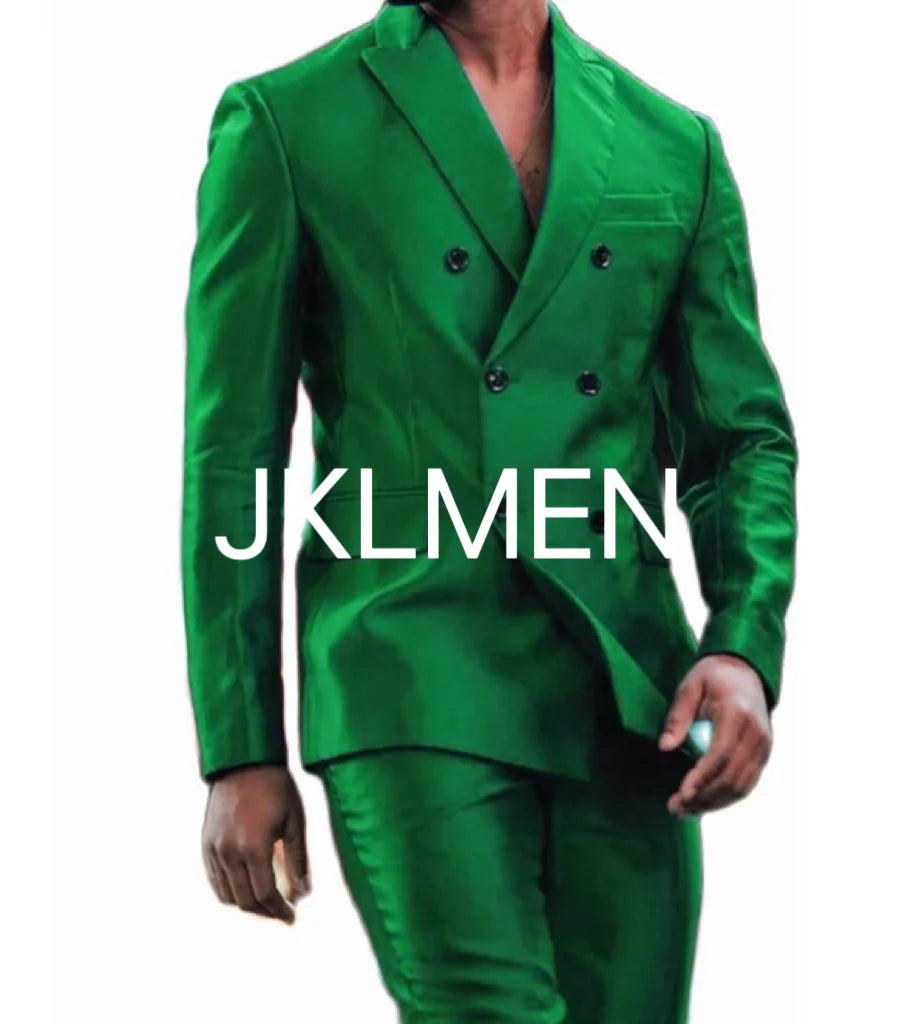 Shiny Double-Breasted Men's Suit Set – Jacket & Pants