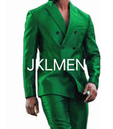 Shiny Double-Breasted Men's Suit Set – Jacket & Pants